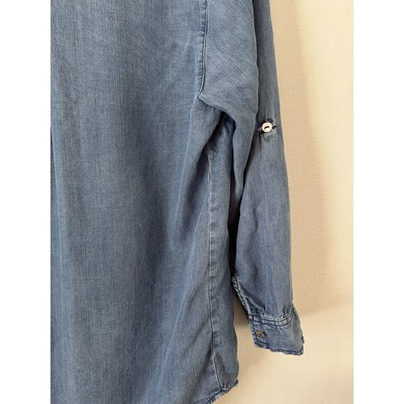 Hester & Orchard Blue Tencel Denim Chambray Button Up Shirt Women’s Size Small - Picture 4 of 8